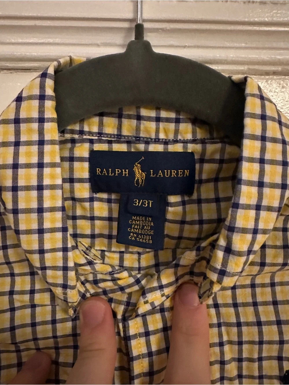Ralph Lauren Polo Long-Sleeve Yellow & Navy Check Button-Up Shirt - Kids